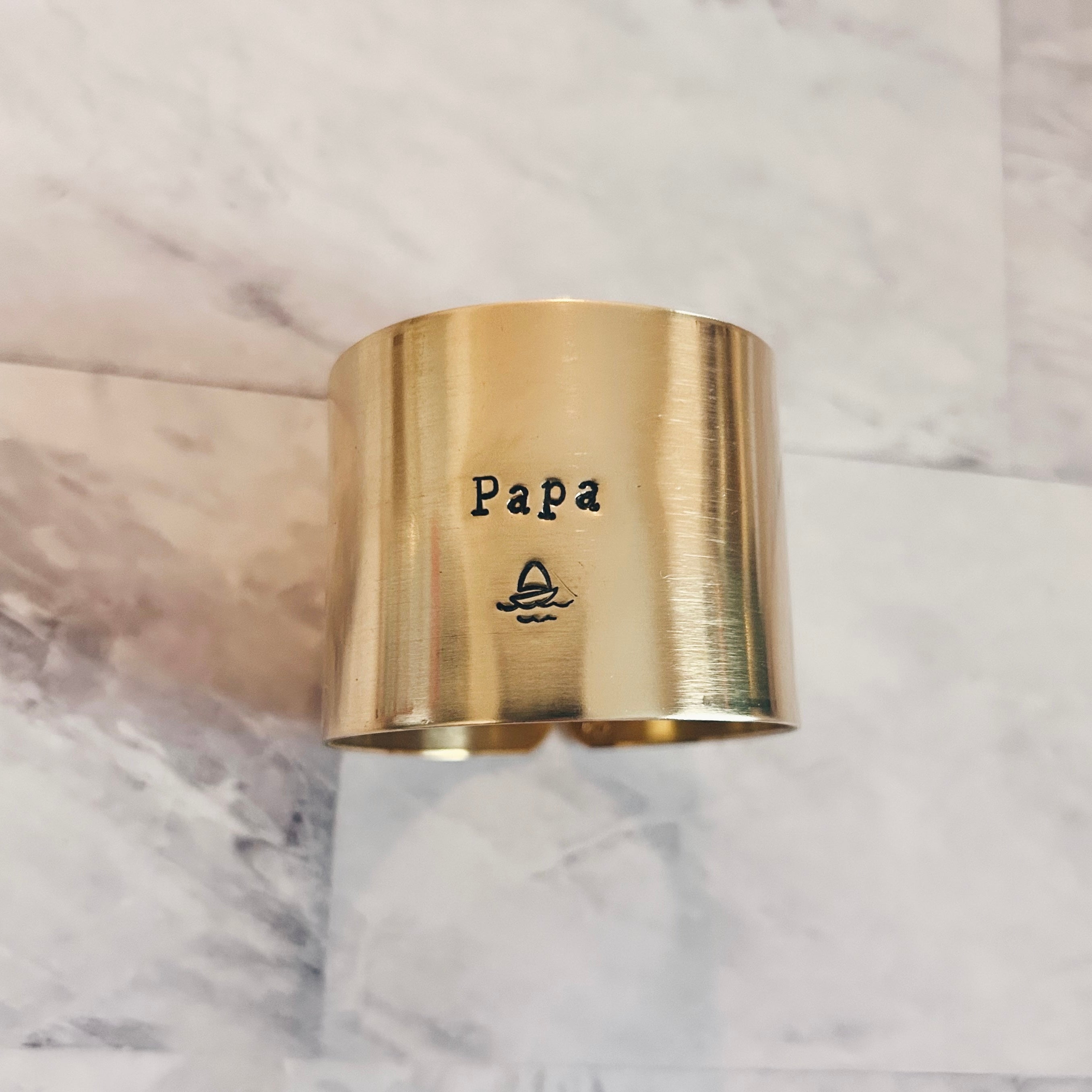 Papa motif voilier | Déjà gravé 🍀 Rond de diamètre standard sans encre