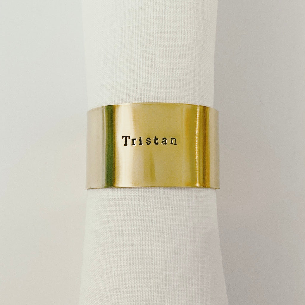 Rond de serviette doré gravé personnalisable en laiton simple - avec ou sans motif - Taille L