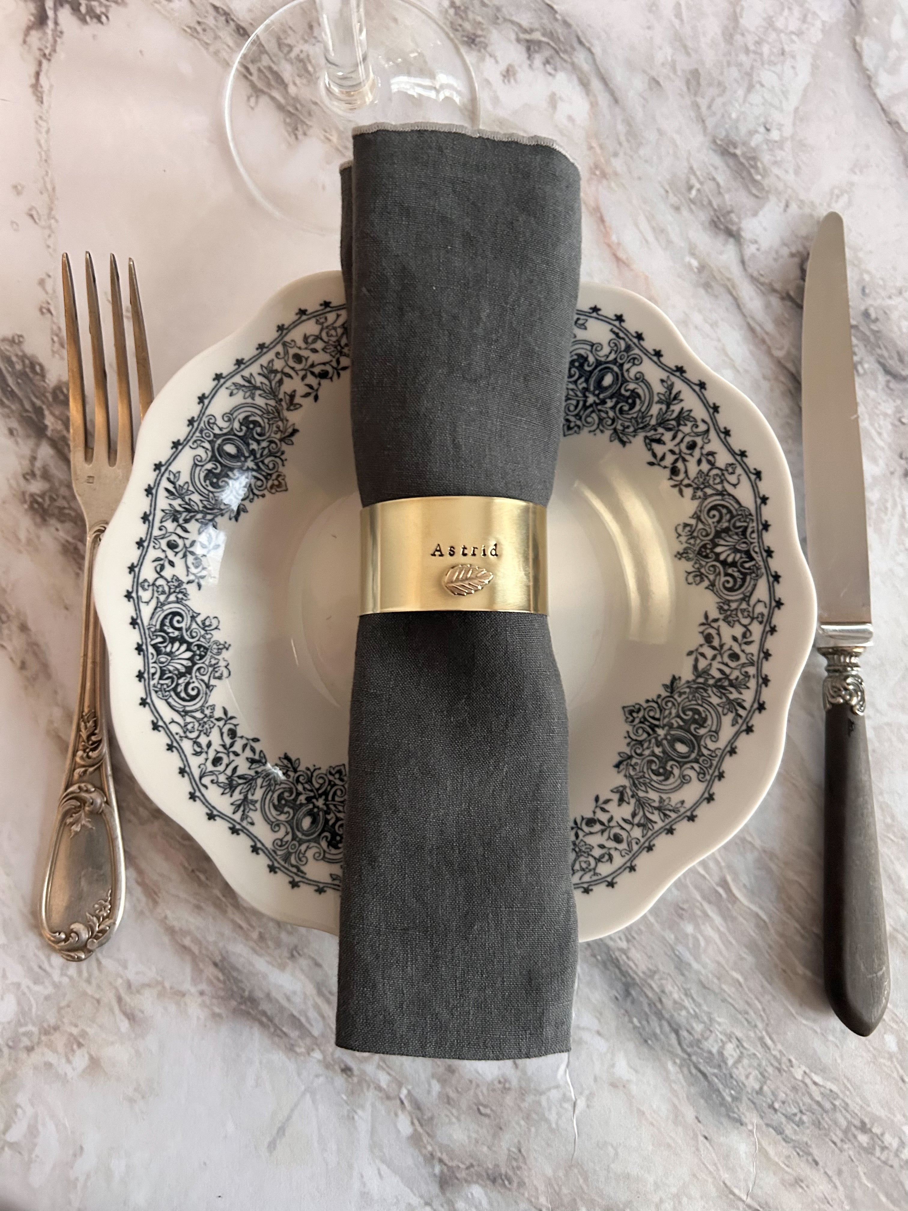 EDITION LIMITÉE | Collection Ornements | Feuille de châtaignier  | Rond de serviette personnalisable - Diamètre large ⌀5 cm