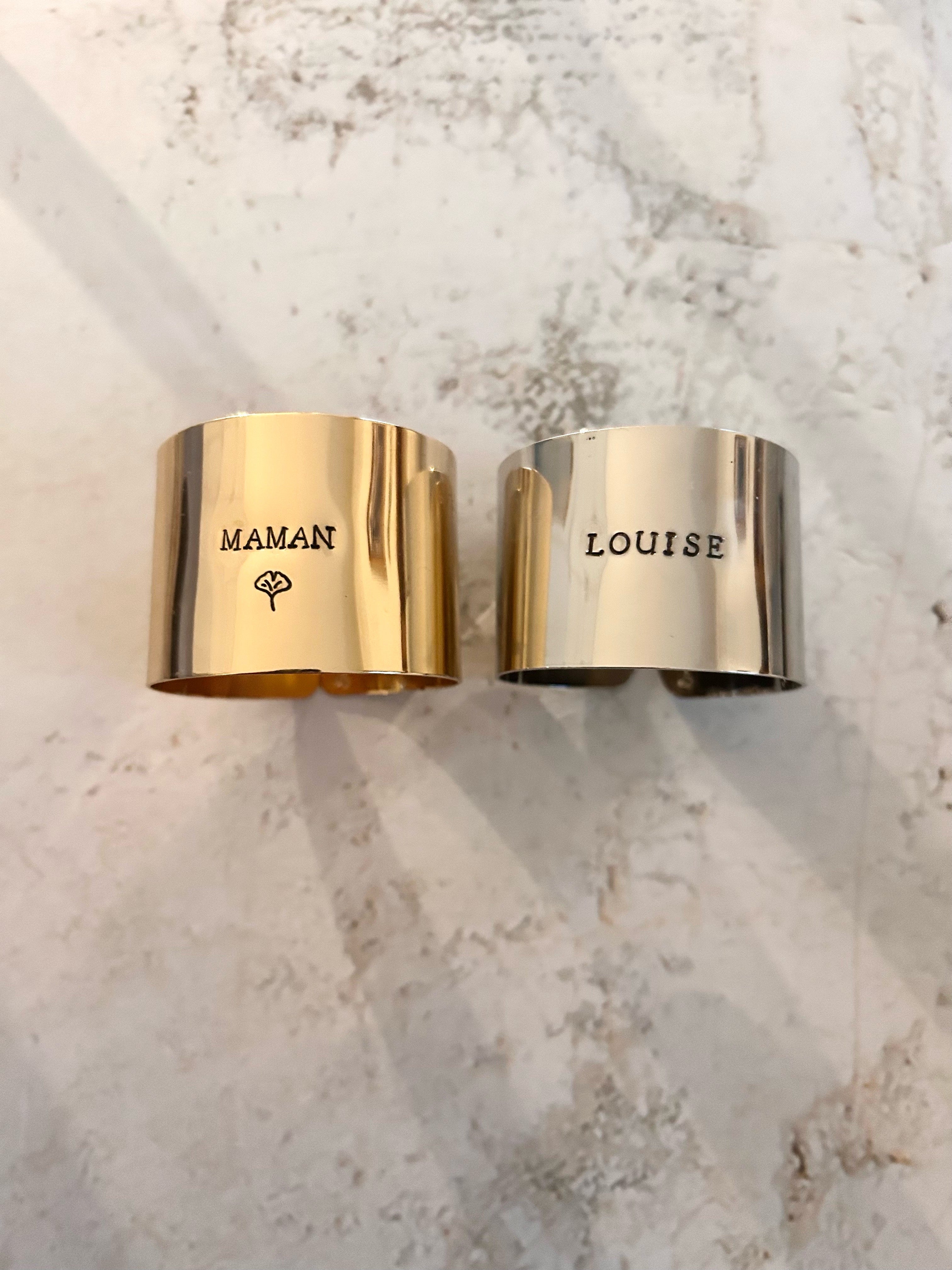 NEO DORÉ | Rond de serviette personnalisable en ACIER inoxydable  doré gravé avec ou sans motif - Diamètre large ⌀5 cm