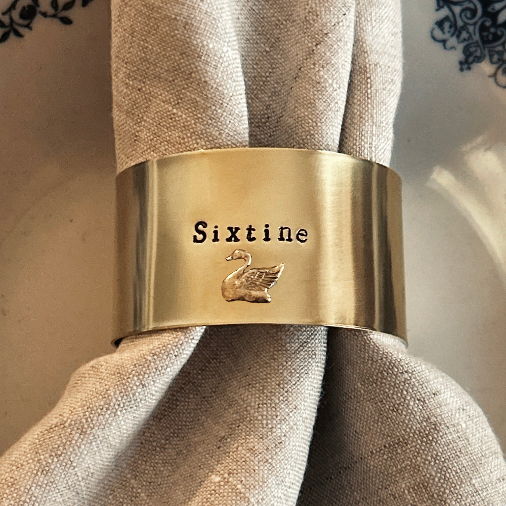 EDITION LIMITÉE | Collection Ornements | Cygne | Rond de serviette personnalisable - Diamètre large ⌀5 cm