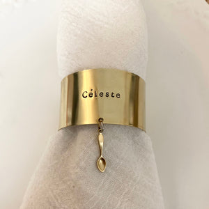 APHRODITE | Rond de serviette doré en laiton personnalisable avec GRIGRI de votre choix - Taille L