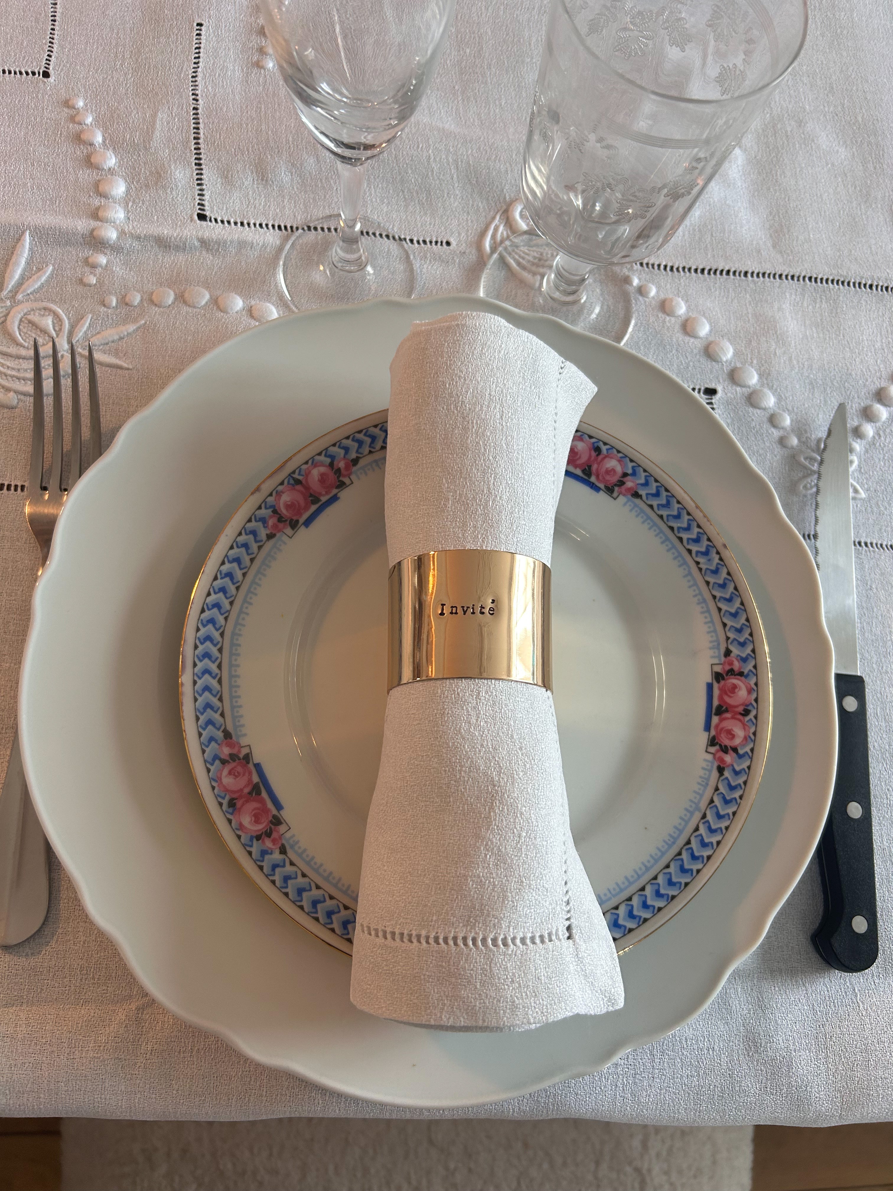 NEO DORÉ | Rond de serviette personnalisable en ACIER inoxydable  doré gravé avec ou sans motif - Diamètre large ⌀5 cm