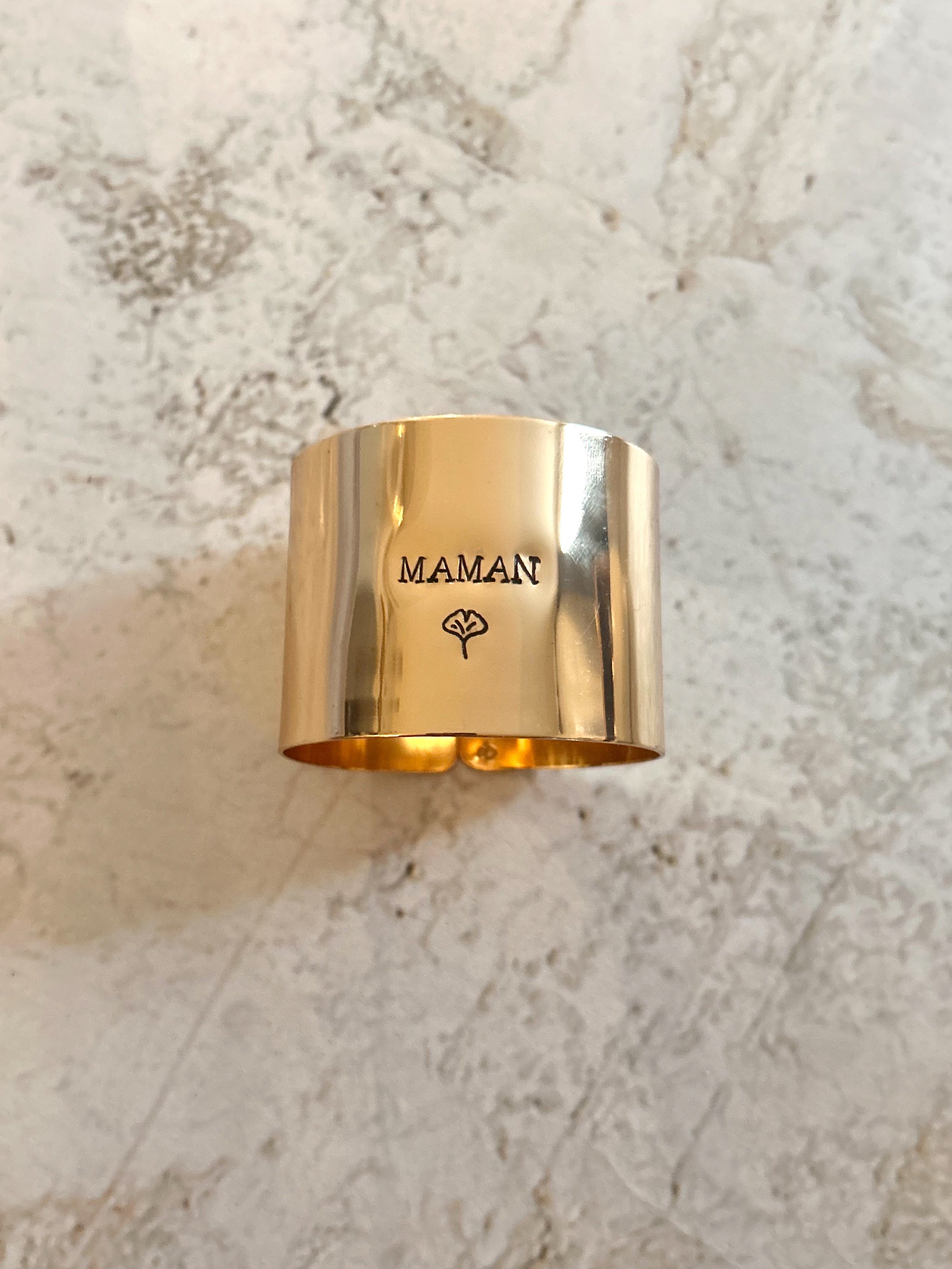 NEO DORÉ | Rond de serviette personnalisable en ACIER inoxydable  doré gravé avec ou sans motif - Diamètre large ⌀5 cm