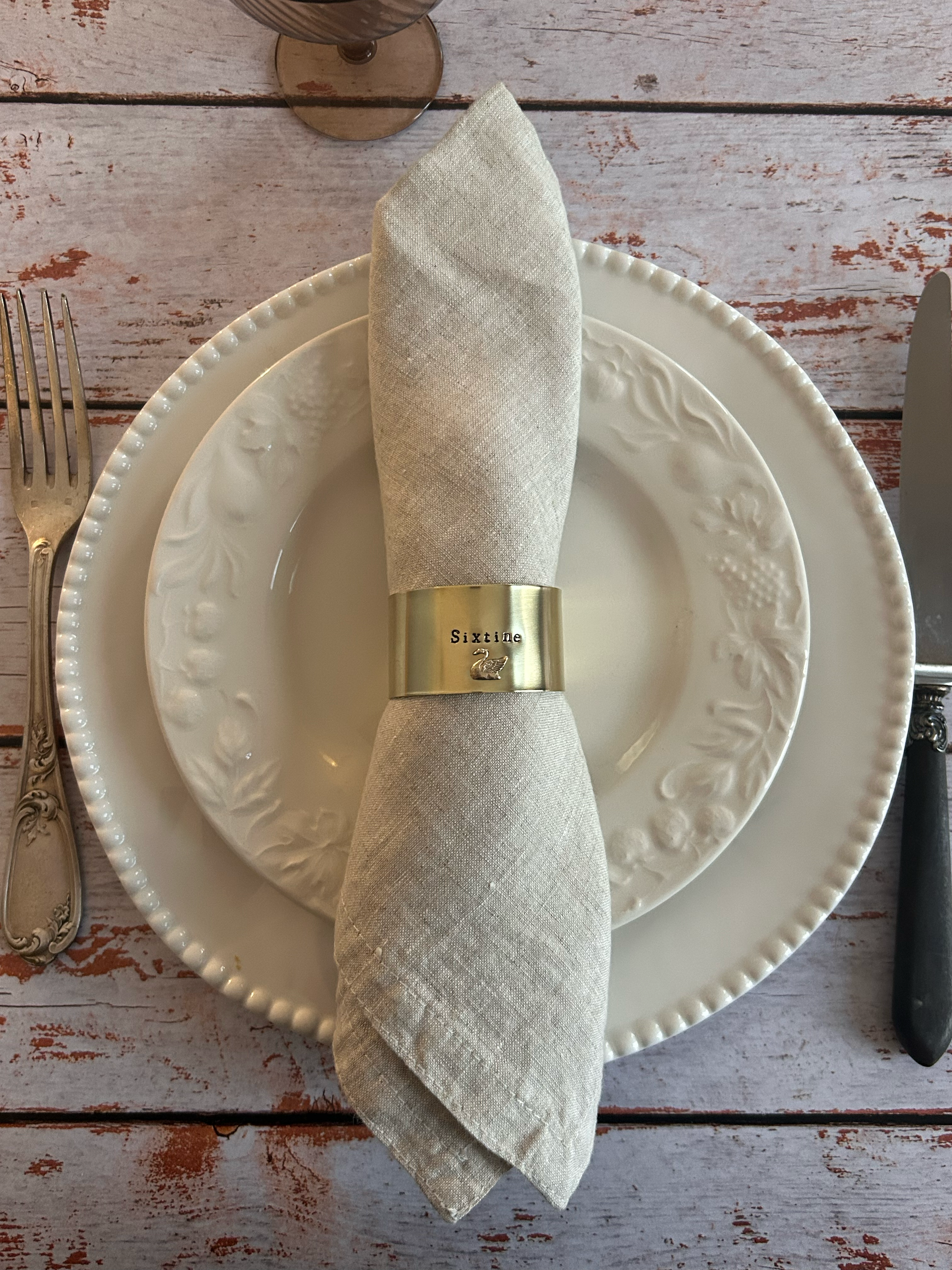 EDITION LIMITÉE | Collection Ornements | Cygne | Rond de serviette personnalisable - Diamètre large ⌀5 cm