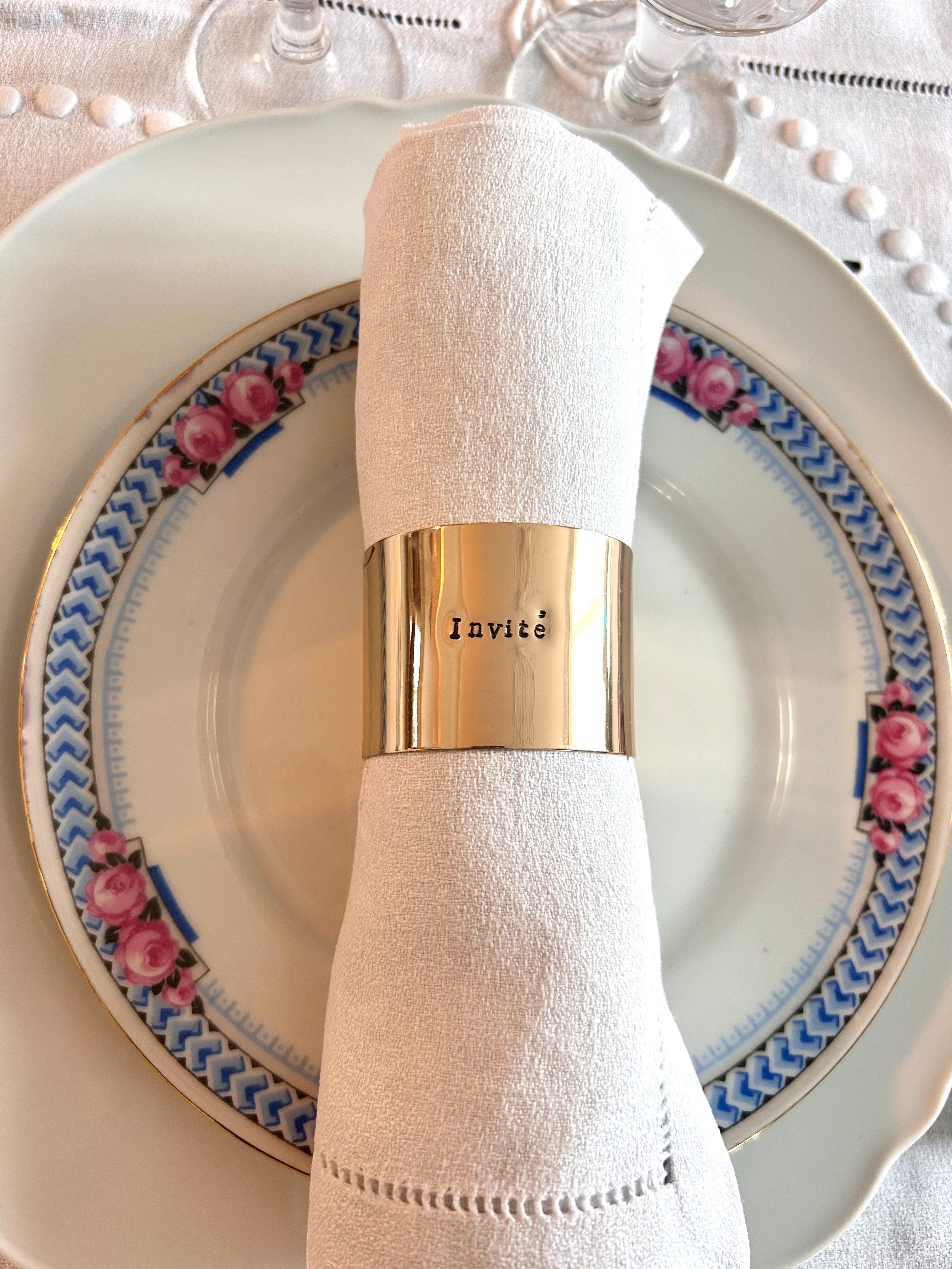 NEO DORÉ | Rond de serviette personnalisable en ACIER inoxydable  doré gravé avec ou sans motif - Diamètre large ⌀5 cm