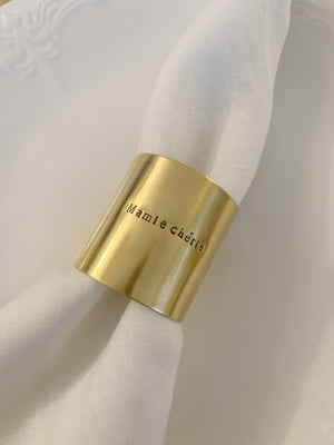 PARQUES | Rond de serviette en laiton doré - diamètre standard LONG - personnalisable + 1 seul motif