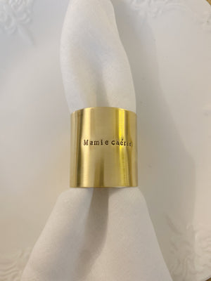 Rond de serviette en laiton doré - diamètre standard LONG - personnalisable + 1 seul motif