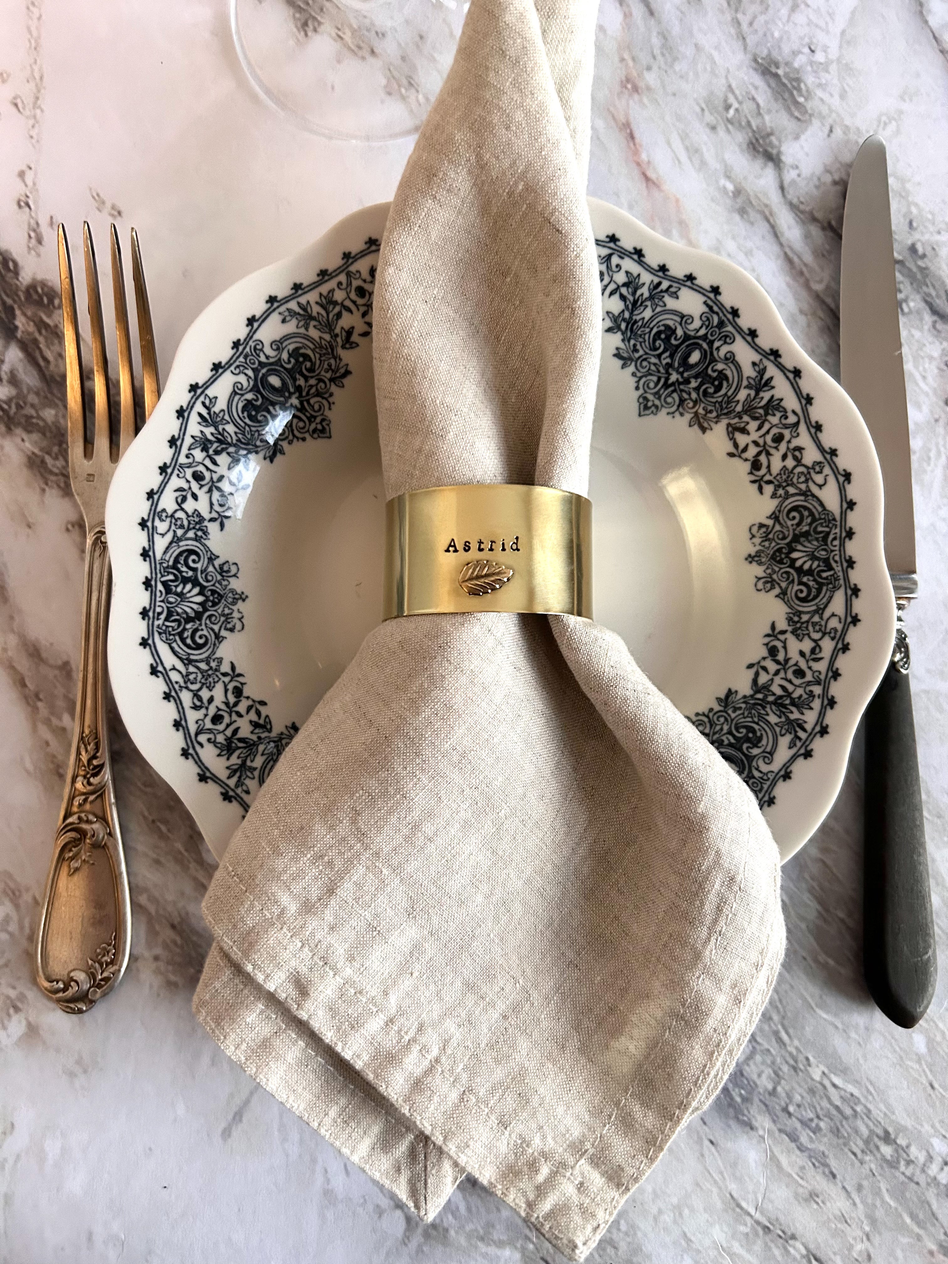 EDITION LIMITÉE | Collection Ornements | Feuille de châtaignier  | Rond de serviette personnalisable - Diamètre large ⌀5 cm