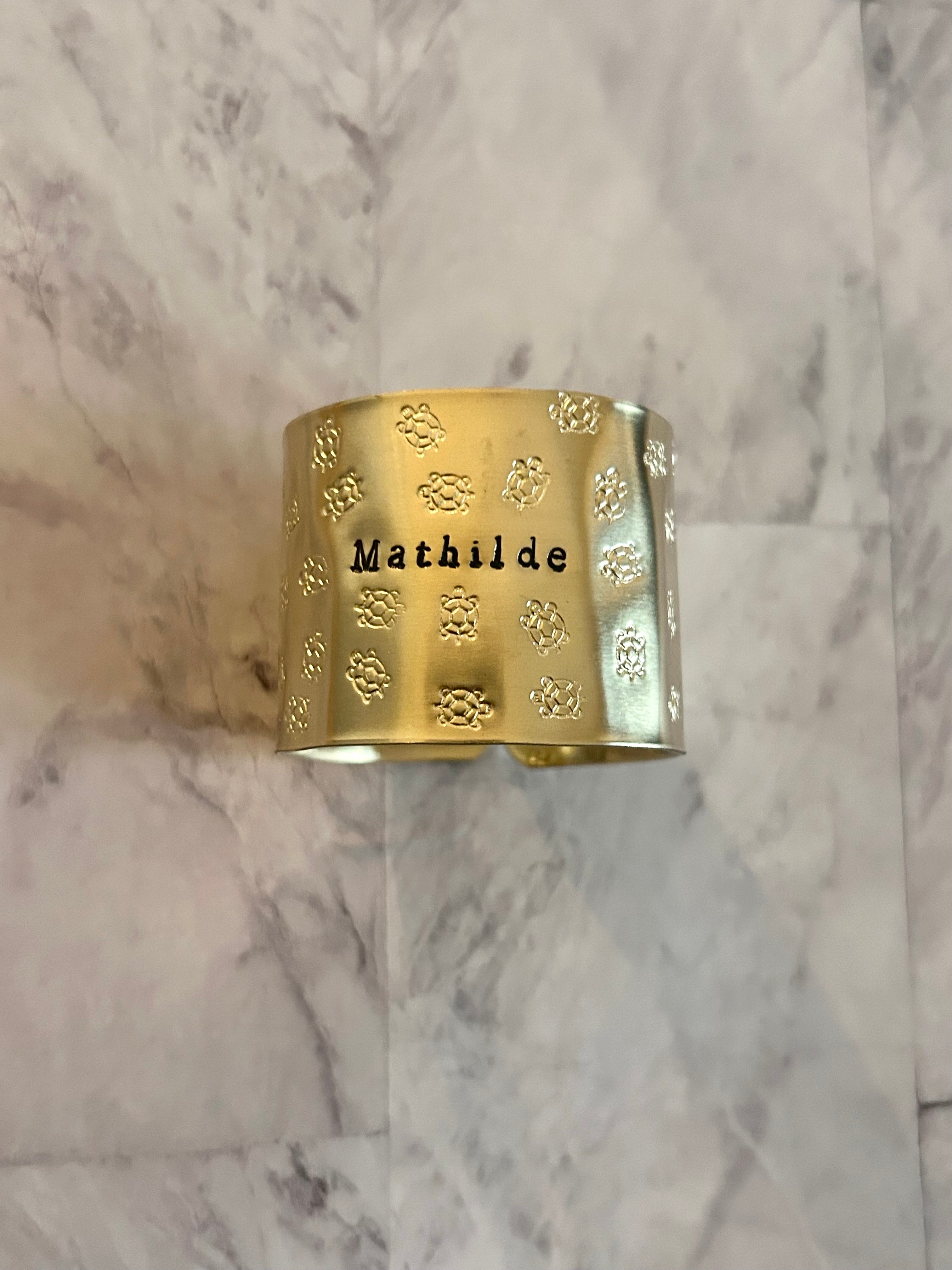 MABLE | Rond de serviette en laiton de diamètre classique ⌀4,5 cm / PLUIE DE MOTIFS sans encre de votre choix