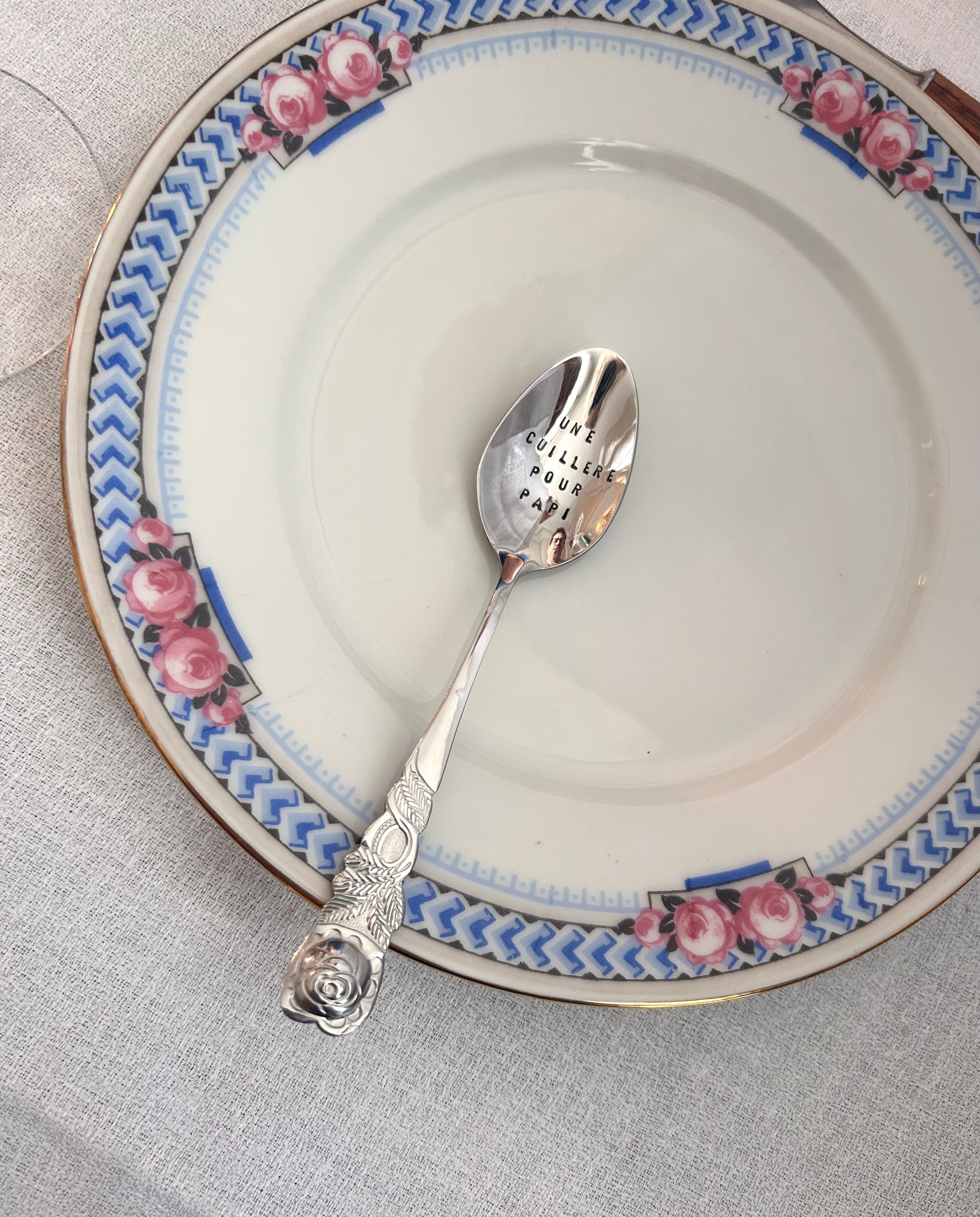 Petite cuillère à café en acier argenté avec petit mot à personnaliser