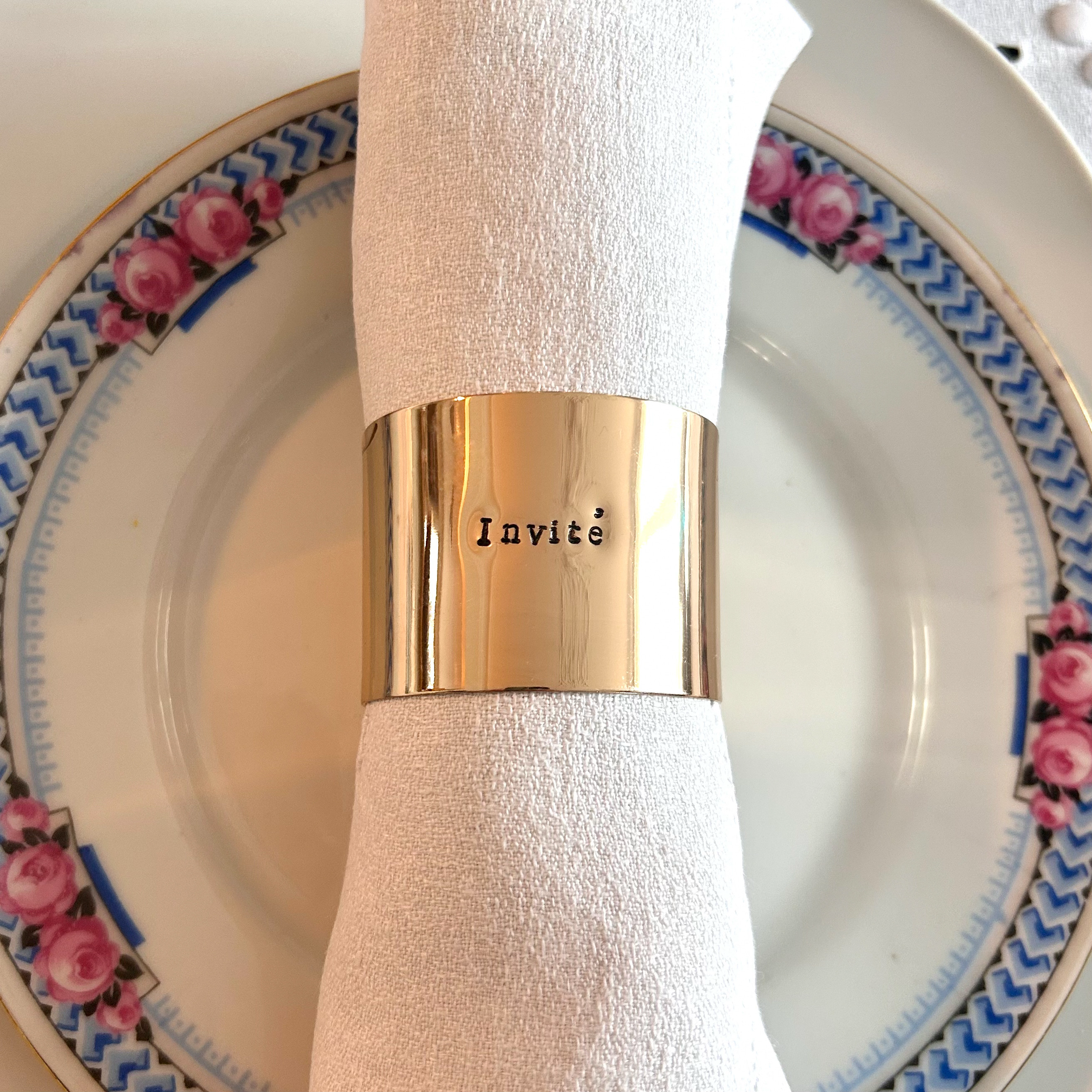 NEO DORÉ | Rond de serviette personnalisable en ACIER inoxydable  doré gravé avec ou sans motif - Diamètre large ⌀5 cm