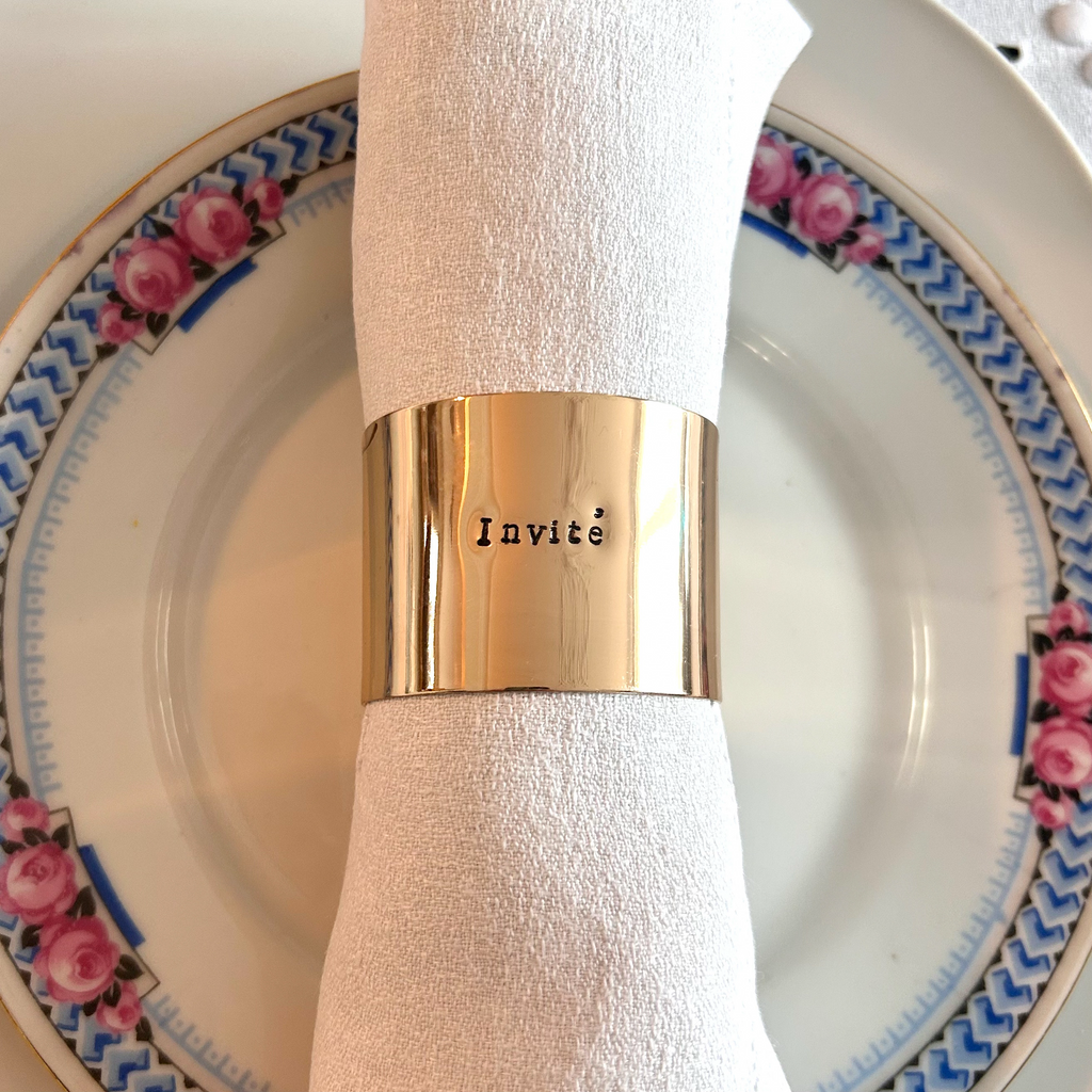 NEO DORÉ | Rond de serviette personnalisable en ACIER inoxydable  doré gravé avec ou sans motif - Diamètre large ⌀5 cm