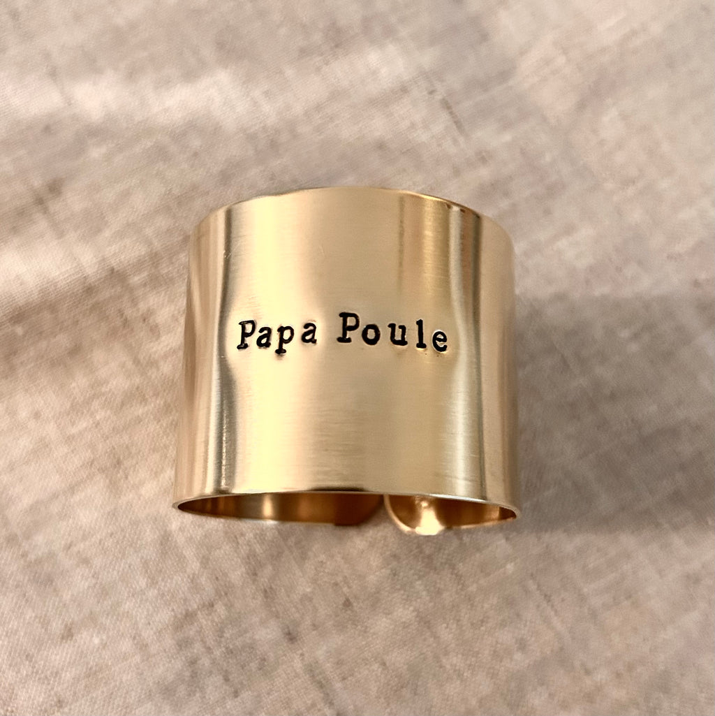 Papa Poule | Série - Déjà gravé 🍀 Rond en laiton brut gravé (2 formats possibles)