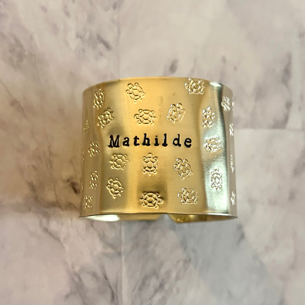 MABLE | Rond de serviette en laiton de diamètre classique ⌀4,5 cm / PLUIE DE MOTIFS sans encre de votre choix