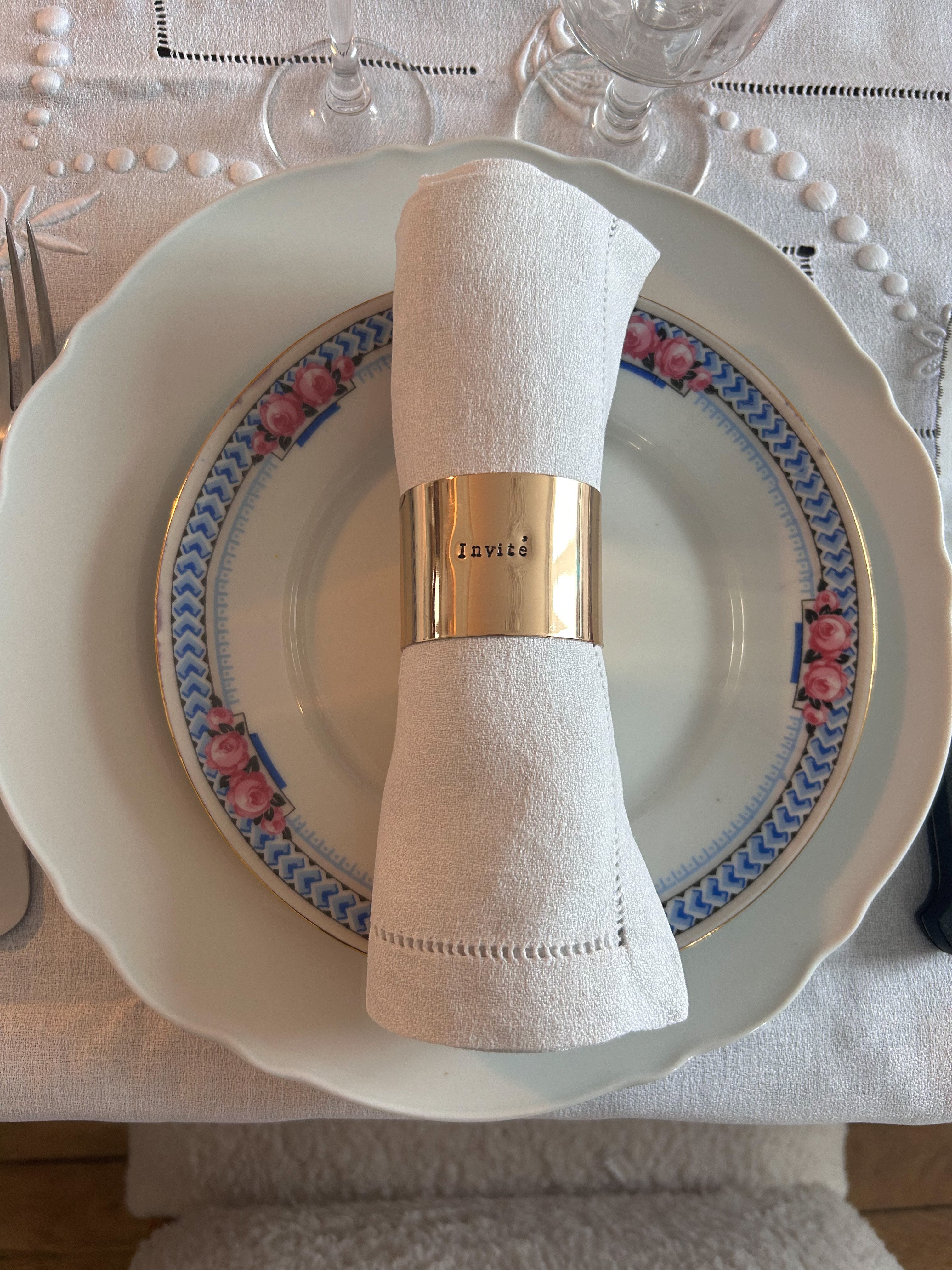 NEO DORÉ | Rond de serviette personnalisable en ACIER inoxydable  doré gravé avec ou sans motif - Diamètre large ⌀5 cm