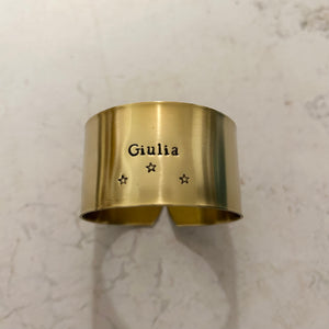 Déjà gravé 🍀 Rond en laiton gravé « Giulia » avec 3motifs étoiles