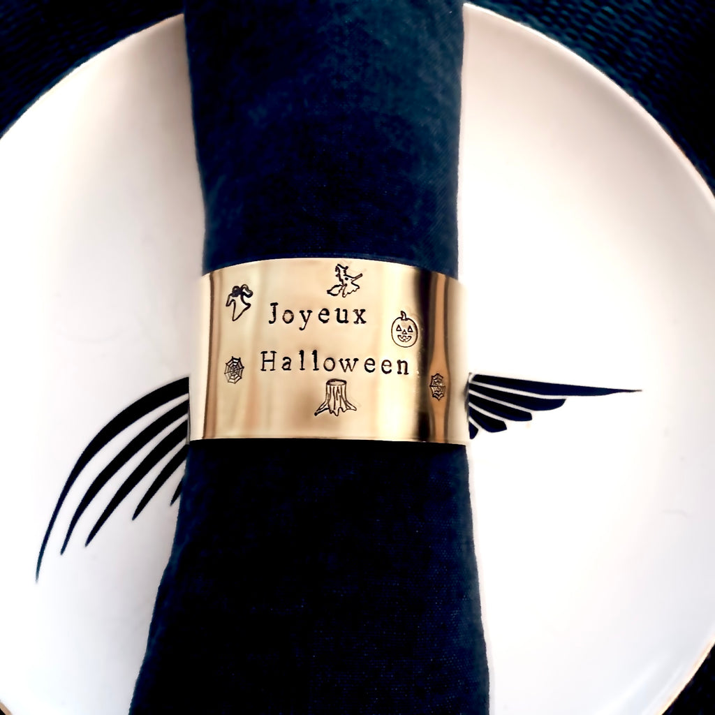 Rond de serviette personnalisable avec MOTIFS D’HALLOWEEN - Taille L