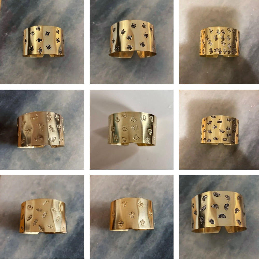 Napkin ring in golden brass Lisse customizable - Size L