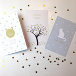 Lot de trois cartes de vœux "Joyeux noël" "Douce année" et "Bonne année"