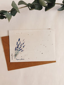 Planting card - planting paper (seeded) with lavender