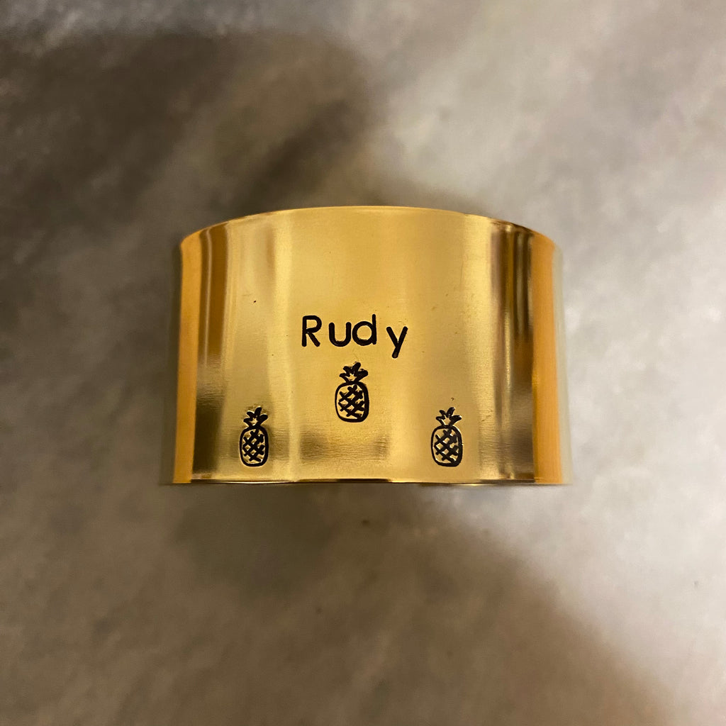 Collection oups - les imparfaits - laiton poli «Rudy » avec 3 motifs ananas