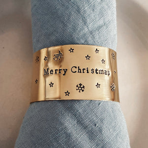 NUIT D’HIVER | Rond de serviette de Noël en laiton doré à personnaliser avec une gravure - Taille L