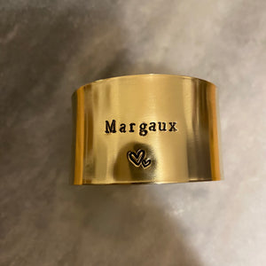 Déjà gravé laiton poli🍀 «Margaux » avec grand et moyen coeur
